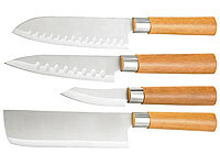 TokioKitchenWare 4-tlg. Küchen-Messerset, Edelstahl (Pearl Edition); Damast-Santoku-Küchenmesser Damast-Santoku-Küchenmesser 