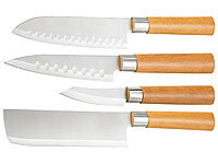 TokioKitchenWare 4-teiliges Küchen-Messerset Edelstahl (PEARL Edition); Damast-Santoku-Küchenmesser Damast-Santoku-Küchenmesser 